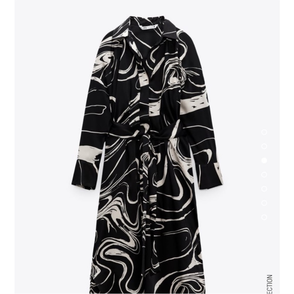 ZARA Black and White Swirl Pattern Dress